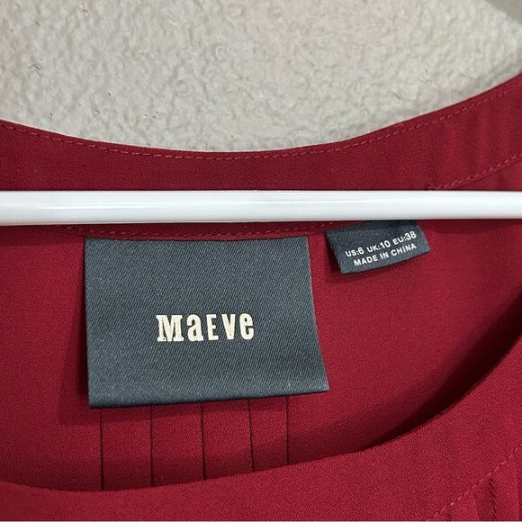 Anthropologie Maeve burgundy red laser cut out blouse women’s size small 6 - Picture 7 of 11